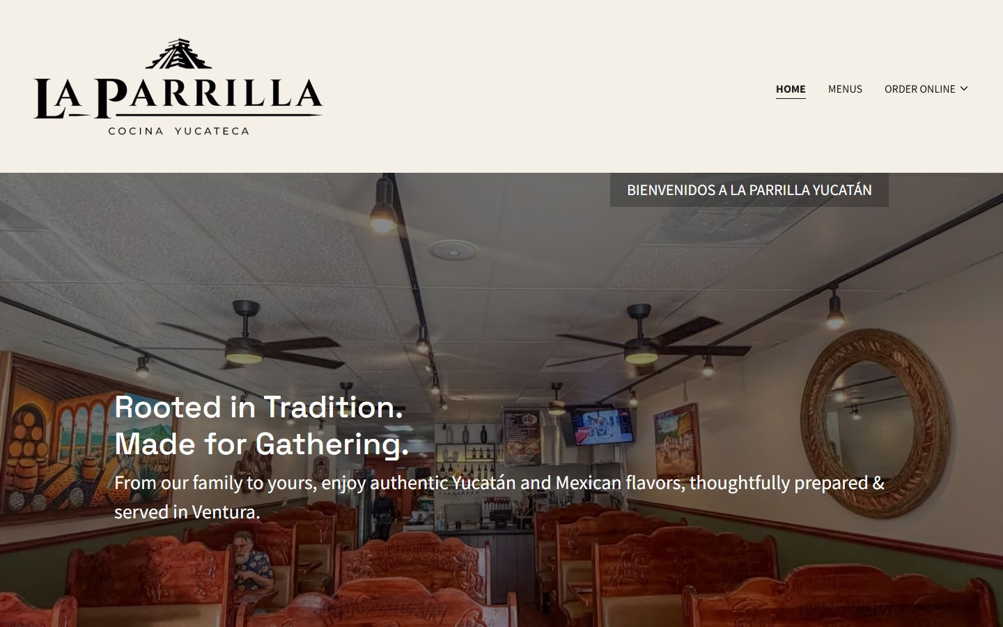 La Parrilla current website before the Brandcore redesign